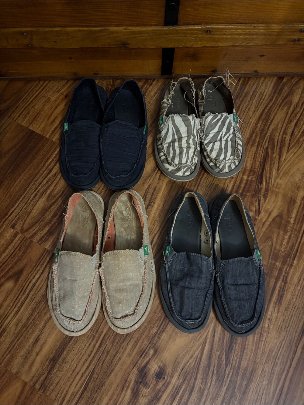Sanuk Assorted Canvas Slip-On Shoes — Black, Tan, Gray, Zebra
